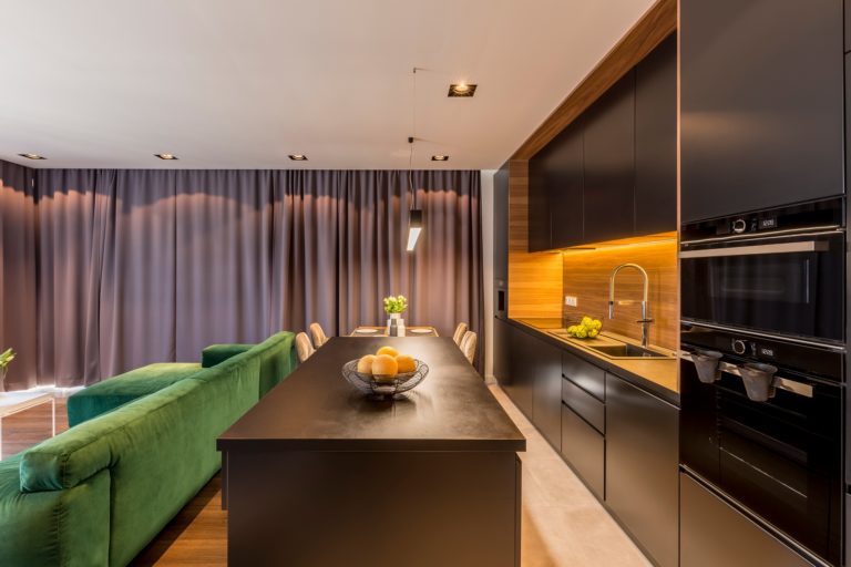 Dark open space interior